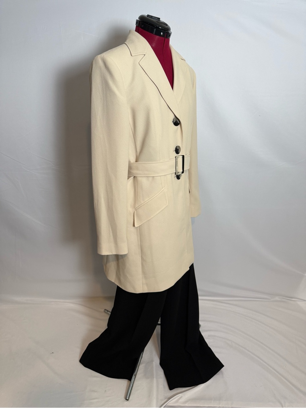 Le Suit Pantsuit Women's Size 8 Cream & Black 2-Piece Set Blazer & Pants - Picture 11 of 16